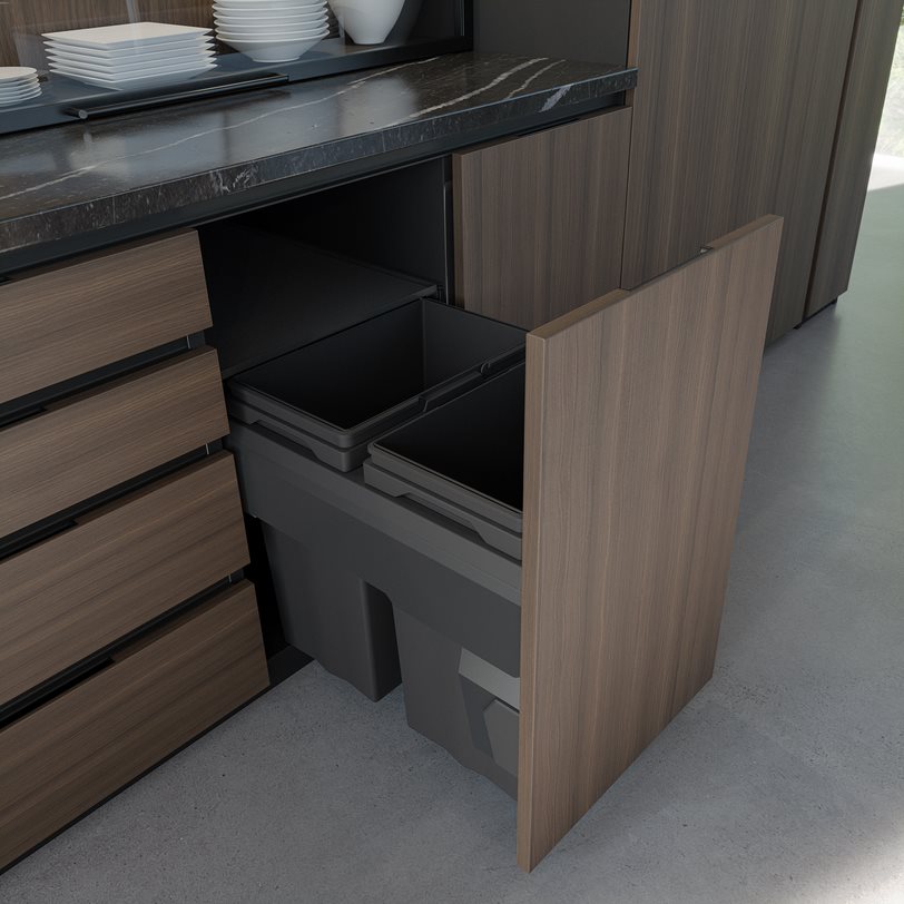 Pull-out waste bin MaxBin 16 in. 48L 2 bins anthracite