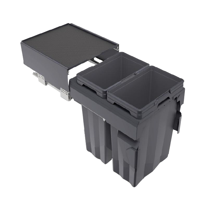 Pull-out waste bin MaxBin 16 in. 48L 2 bins anthracite
