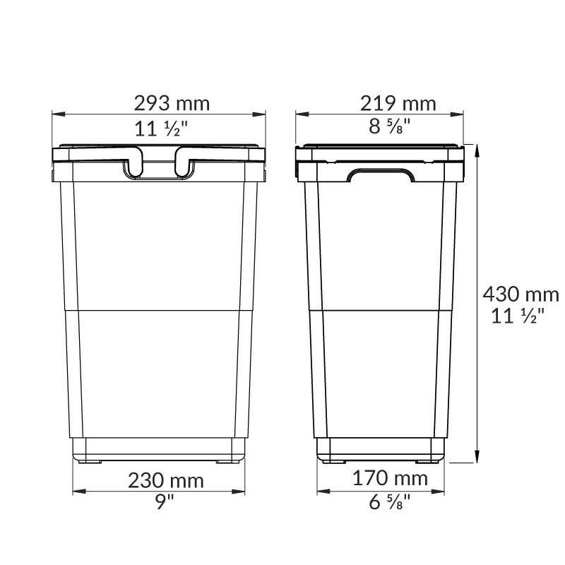 Vibo grey bin 20 L Paul Rocheleau Inc.