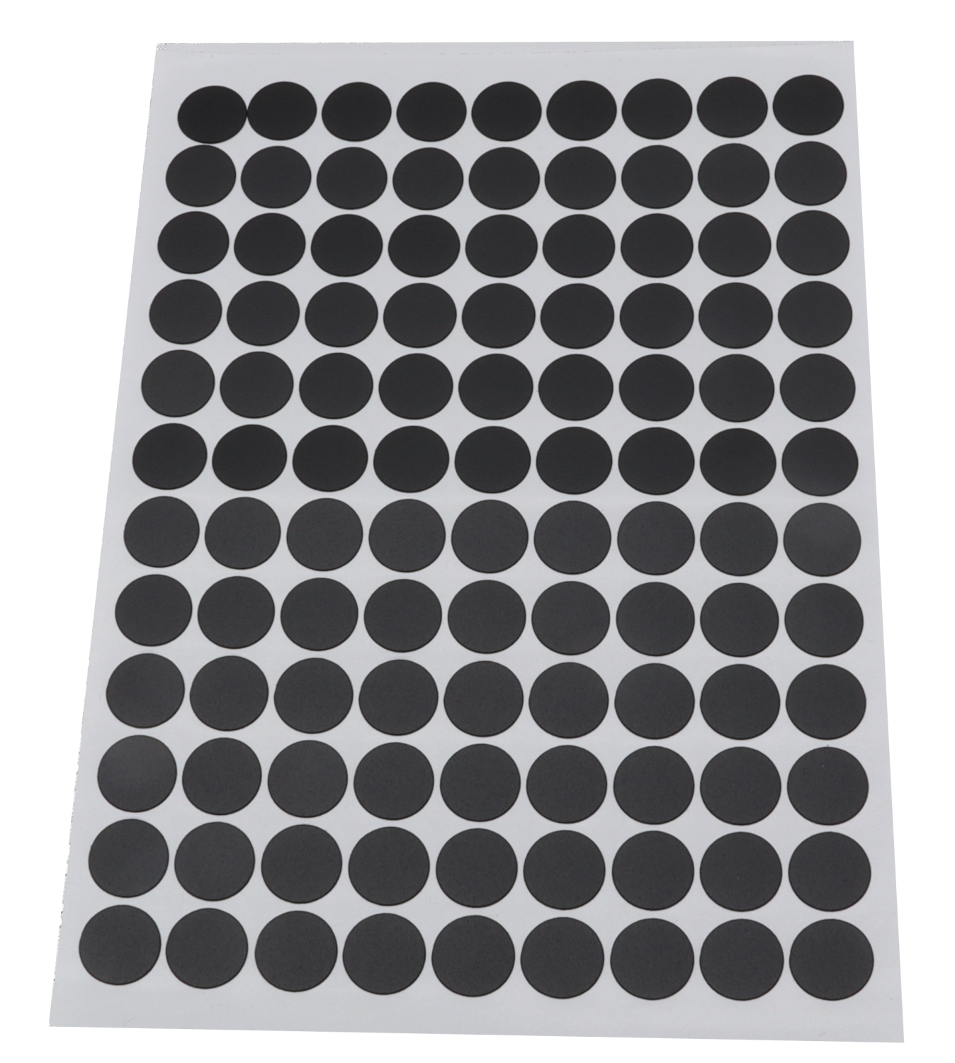 Image Cache-vis adhésif en PVC noir texturé (feuille de 108 collants), diamètre 14 mm