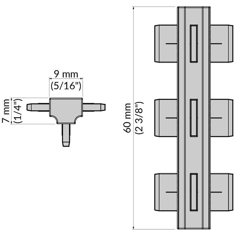 Connecteur 3D diviseur FLEXX H60 gris