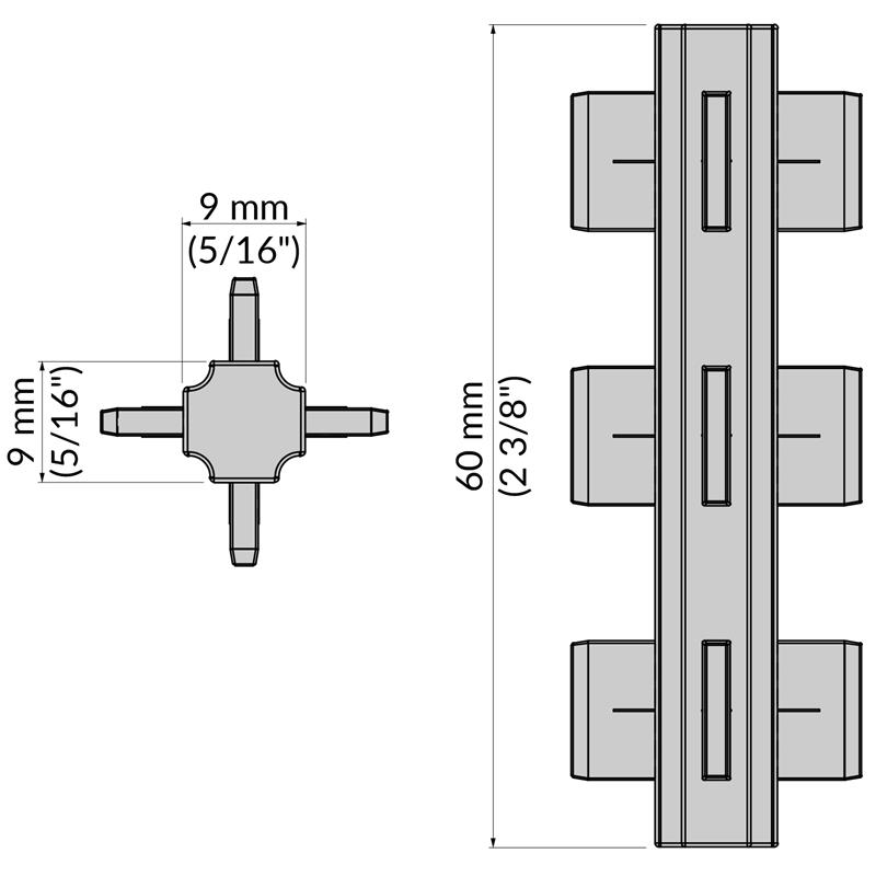Connecteur 4D diviseur FLEXX H60 gris