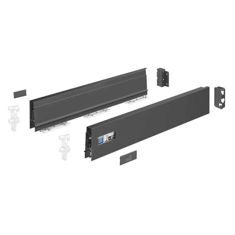 Set de côté de tiroir Innotech Atira anthracite H70 L260 mm avec attaches de facade et arrière