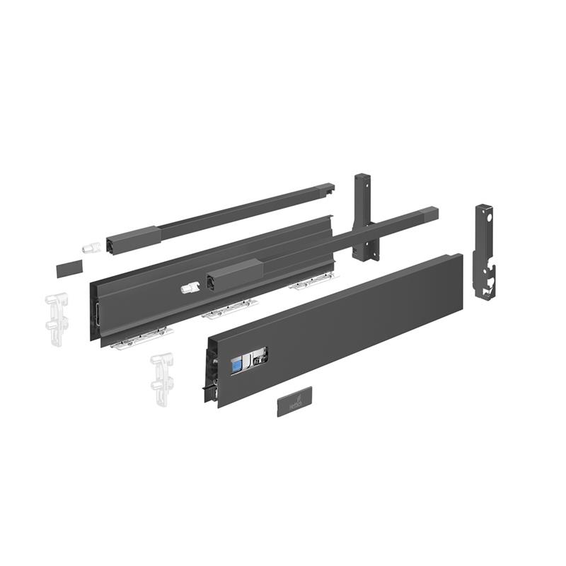 Innotech Atira drawer side kit H144 L350 mm with front & back brackets, anthracite