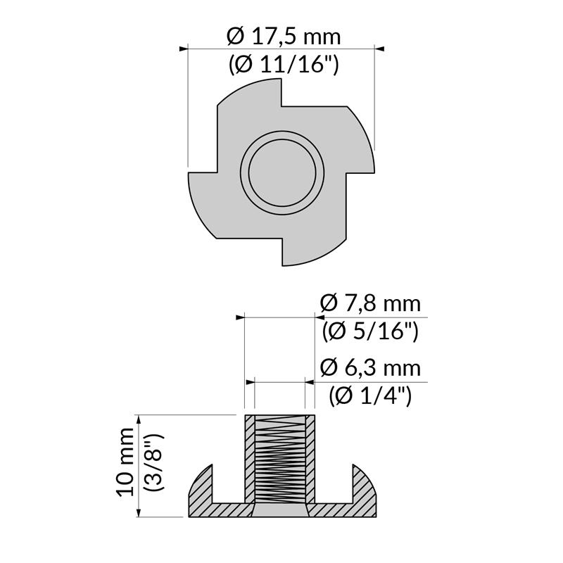 Écrou à griffe 1/4" x 3/8" spec