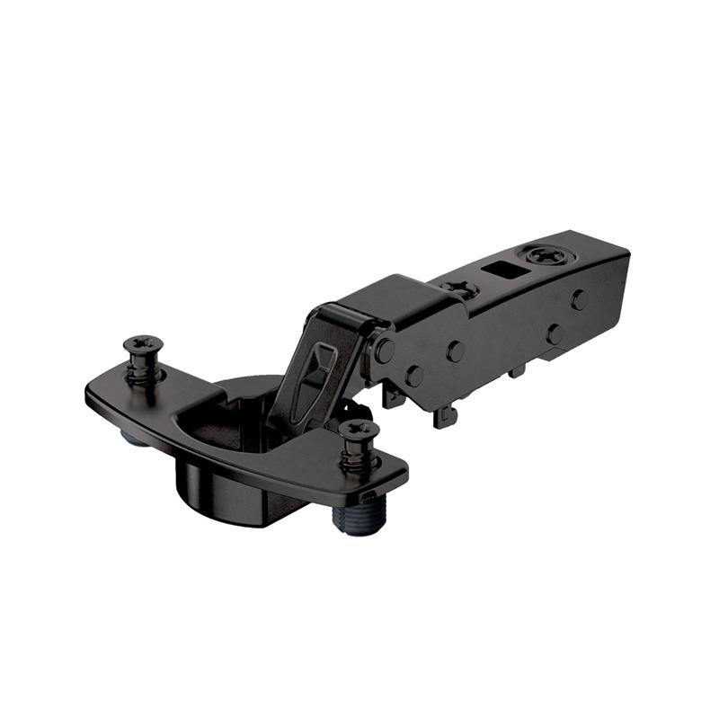 Sensys 8645i 110° half overlay hinge 45 mm soft-close, expanding dowels, obsidian black