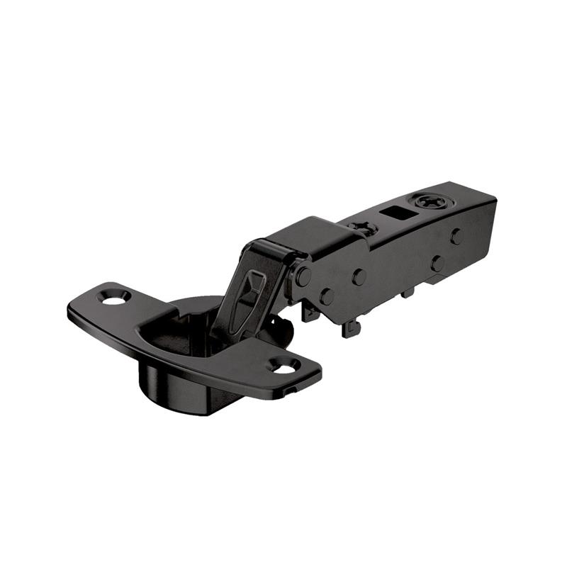 Sensys 8645i 110° half overlay hinge 52 mm soft-close, screw-on, obsidian black
