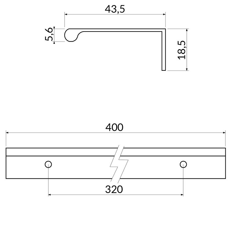 Poignée R4583 laiton brossé 320 mm