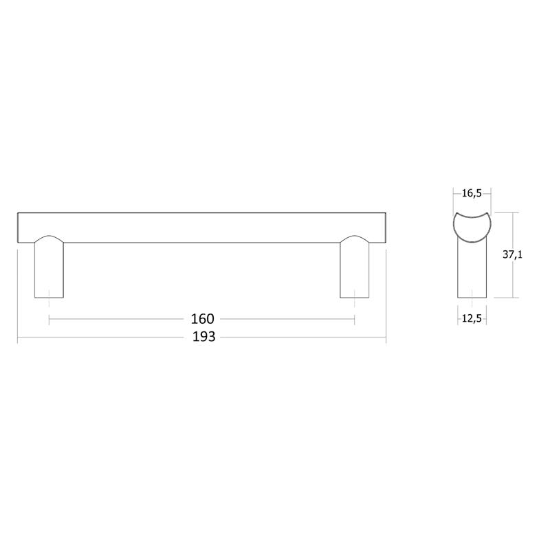 Poignée V0628 MOON acier inoxydable 160 mm