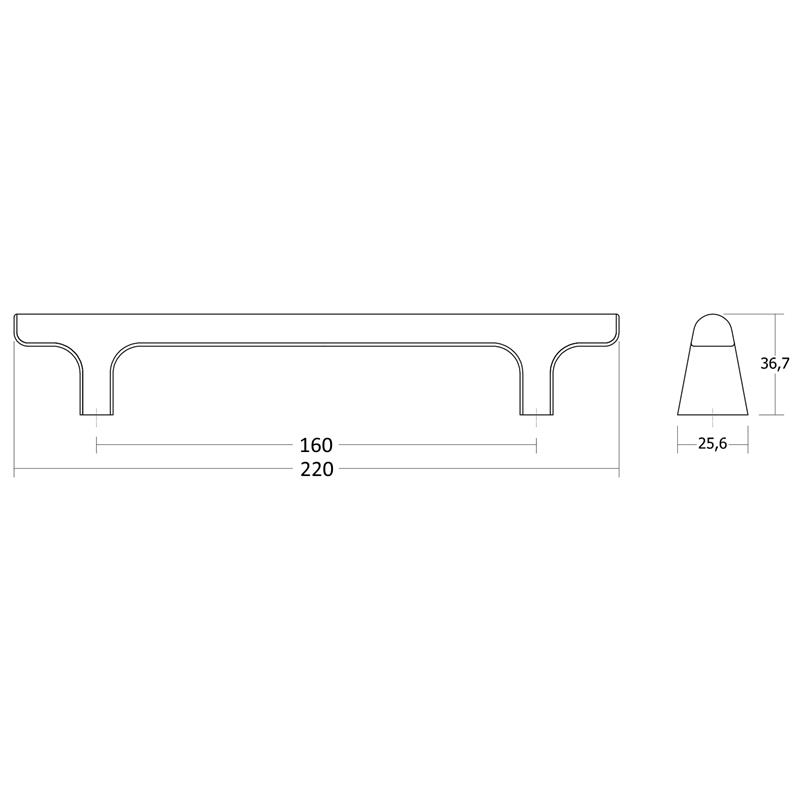 Poignée V0686 HINOKI laiton cava brossé 160 mm