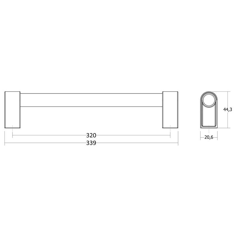 Poignée V0700 CASEY noir lave texturé + noir mat 320 mm