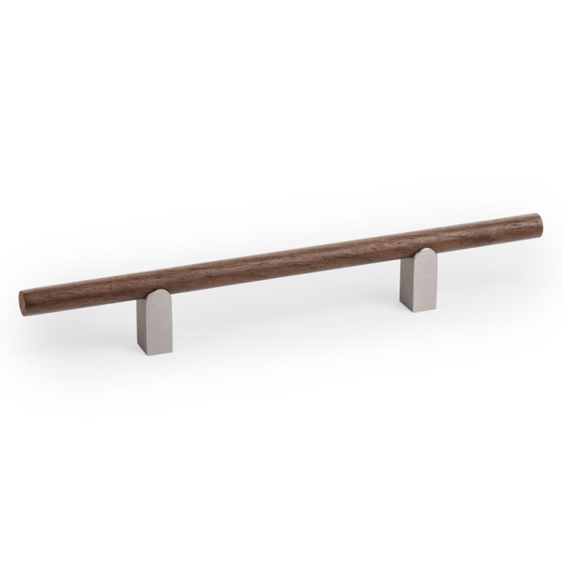 Handle KUMO WOOD V0733 walnut/stainess steel finish 128 mm