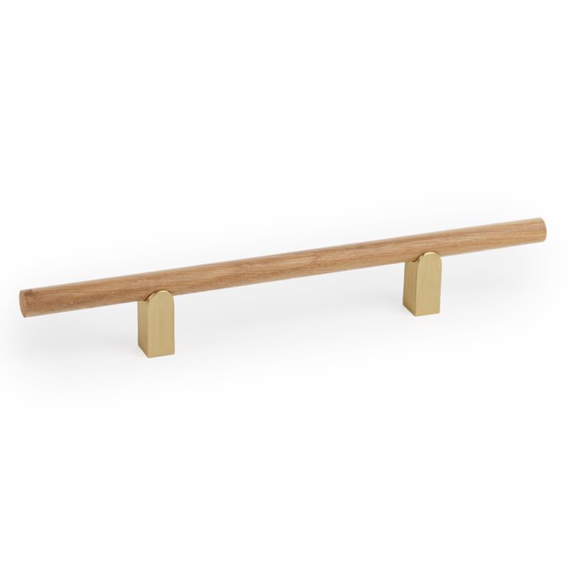 Handle KUMO WOOD V0733 oak/brass 128 mm