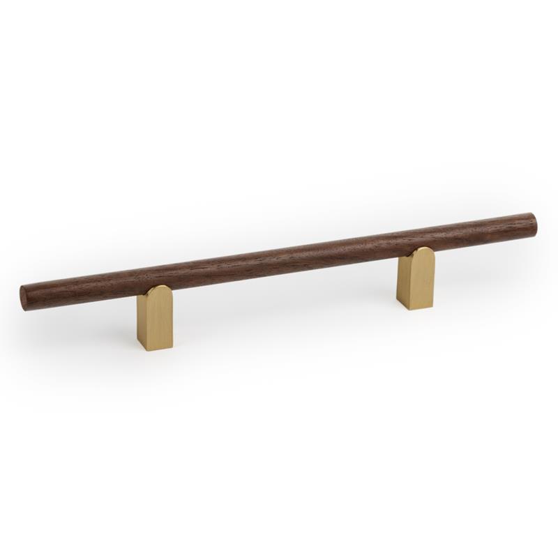 Handle KUMO WOOD V0733 walnut/brass 128 mm