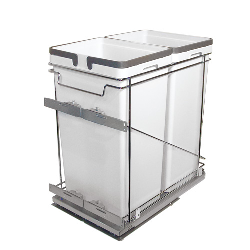 Vibo Pull Out Waste Bin With 2 Grey 50 L Bins With Salice Slide