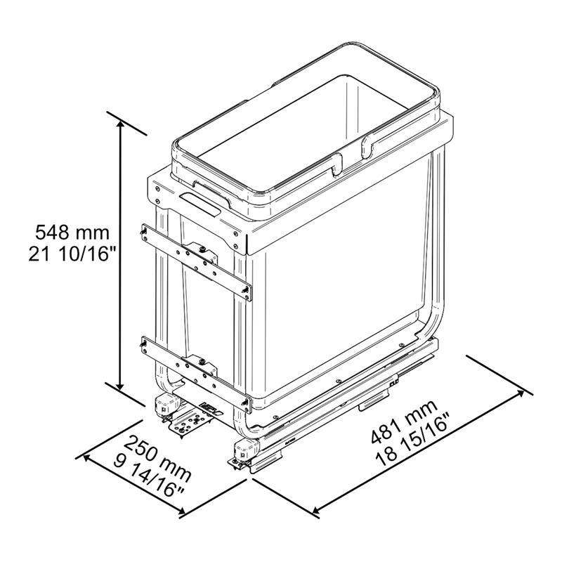 Pull-out waste bin Vibo Kombi 2.0 12 in. (300 mm) 33 L 1 bin anthracite