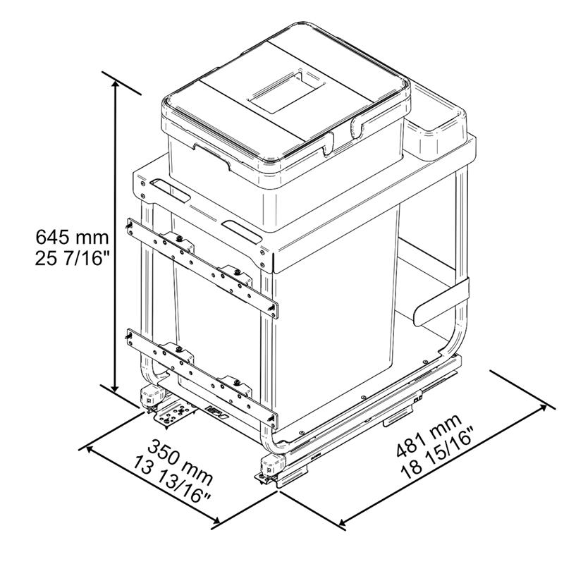 Pull-out waste bin Vibo Kombi 2.0 16 in. (400 mm) 47 L 1 bin anthracite