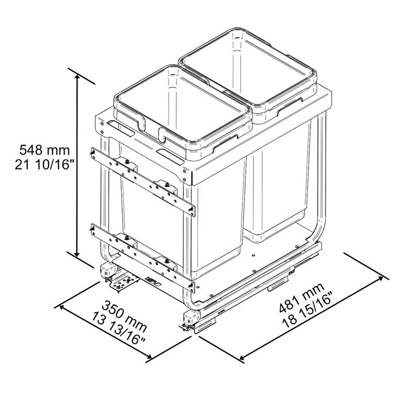 Pull-out waste bin Vibo Kombi 2.0 16 in. (400 mm) 40 L 2 bins anthracite