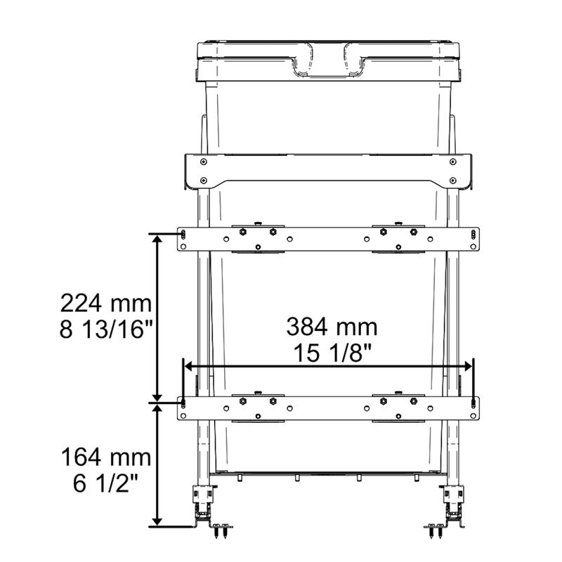 Pull-out waste bin Vibo Kombi 2.0 18 in. (450 mm) 60 L 2 bins anthracite