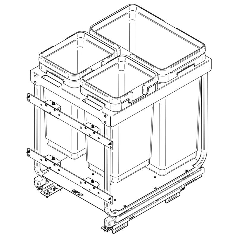 Pull-out waste bin Vibo Kombi 2.0 18 in. (450 mm) 50 L 3 bins anthracite