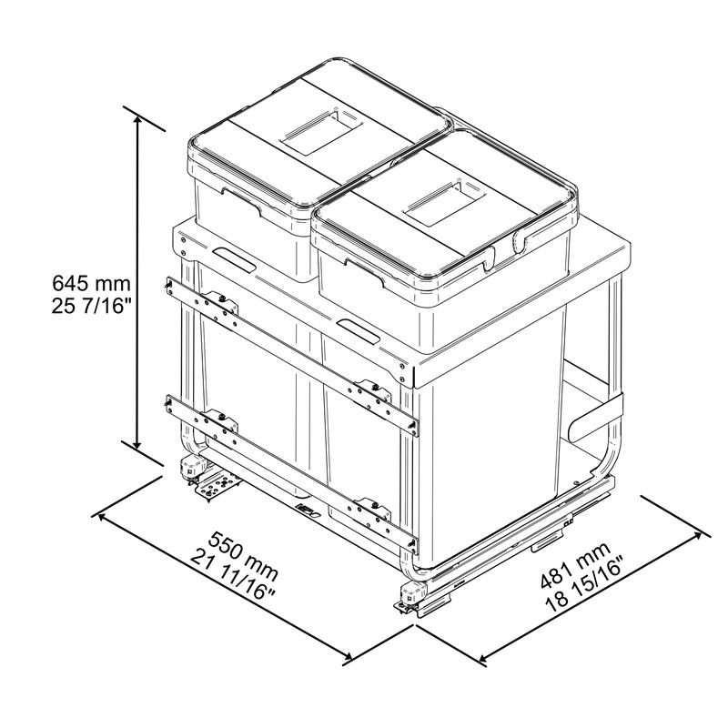 Pull-out waste bin Vibo Kombi 2.0 24 in. (600 mm) 94 L 2 bins anthracite