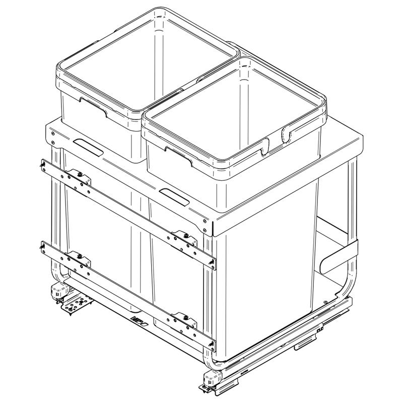 Pull-out waste bin Vibo Kombi 2.0 24 in. (600 mm) 94 L 2 bins anthracite