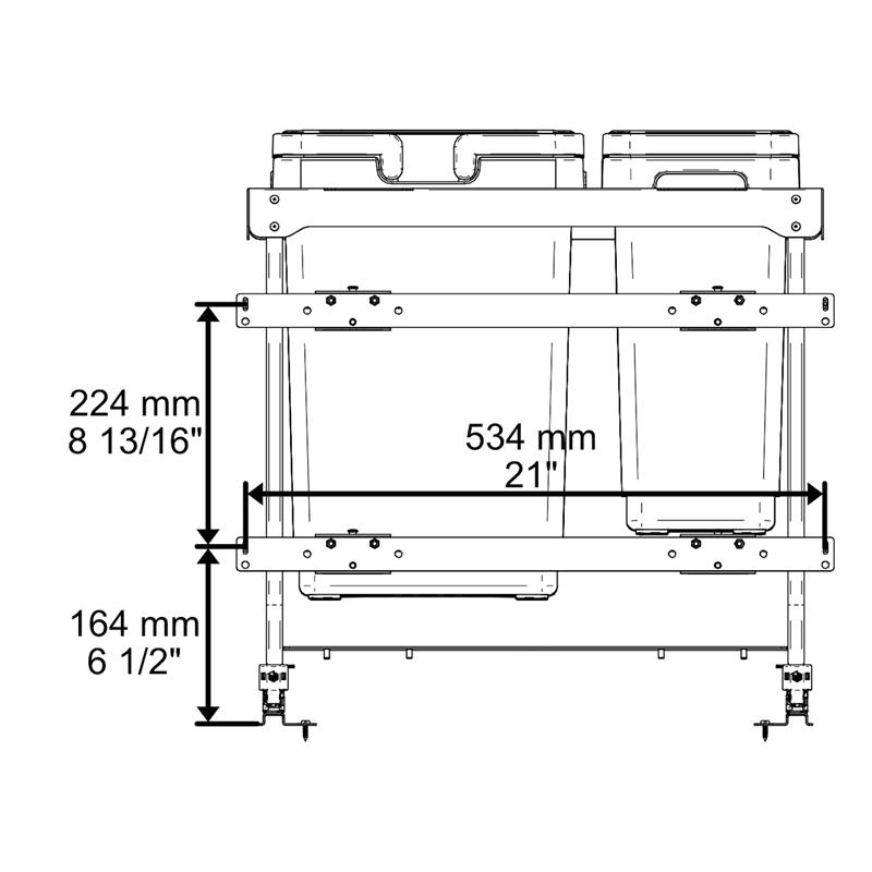 Pull-out waste bin Vibo Kombi 2.0 24 in. (600 mm) 60 L 4 bins anthracite