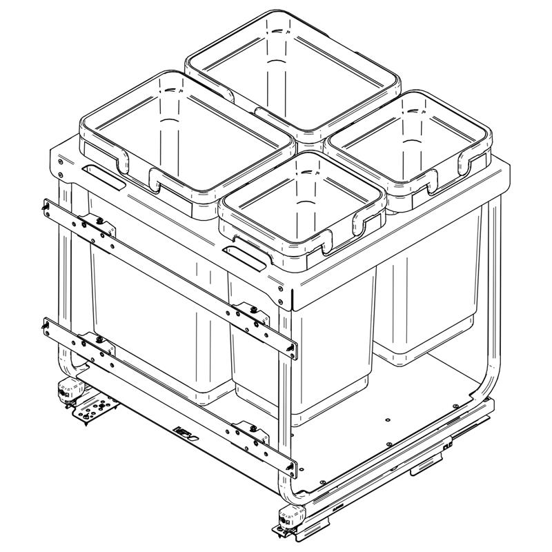 Pull-out waste bin Vibo Kombi 2.0 24 in. (600 mm) 60 L 4 bins anthracite