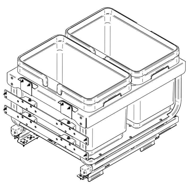 Pull-out waste bin Vibo Mini Kombi 2.0 18 in. (450 mm) 32 L 2 bins anthracite