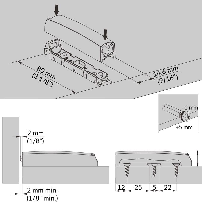 White Push-to-open catch surface mounted