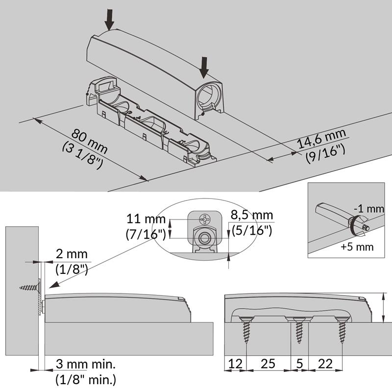 White magnetic Push-to-open catch surface mounted