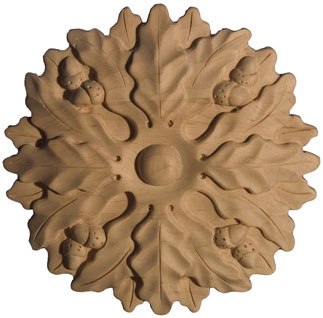 Rosette en érable feuille de chêne et glands 6 po